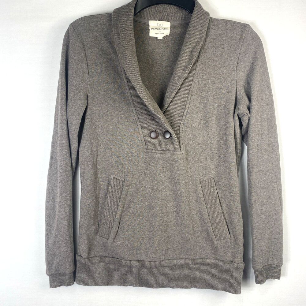 Banana Republic Womens Size XS Sweater V-Neck Johnny Collar Front Pockets Small
